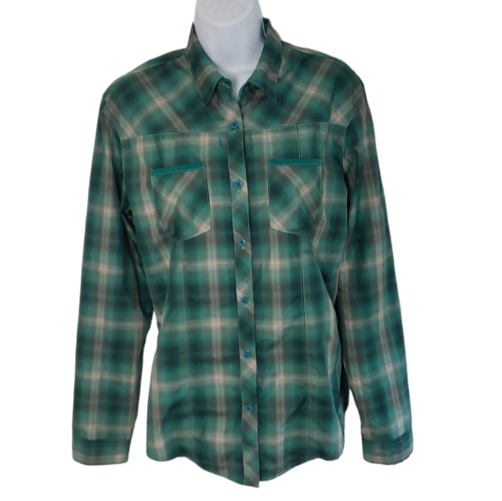 KUHL Ionik Lightweight Fall Layer Plaid Preppy Hiking Walking Shirt - Women's M
